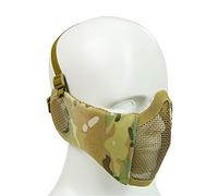 XUE Half Face Airsoft Mask Camo with Ear Protection Steel Mesh Tactical Lower Face Protective Mask For Wargame Halloween (10 Camouflage Color)