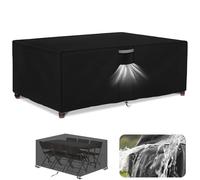 XUEDNGM Garden Furniture Set Cover Patio Table Covers 65 x 45 x 35 cm, 420D, Ripproof, Dust-Proof, with Air Vent Patio Rattan Sofa Table Chair Set Cover Dust Cover, Black