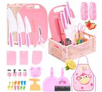 XueerQueer 30PCS Kids Kitchen Play Set, Pretend Play Accessories with Creative Shapes and Storage Box, Role Play Toy for Boys Girls Age 3-10