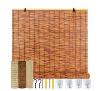 XUEGAIXIA Bamboo Blinds 90 100 120 145 165cm Wide Retro Bamboo Roller Blinds Natural Reed Curtains Outdoor Roller Blinds Shade With Lifter Sunshade Privacy Screen Roman Blinds For Kitchen Windows
