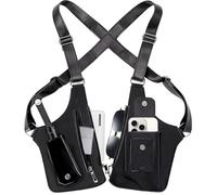XUEGUNIANG Men's Double Shoulder Armpit Bag,Anti-Theft Underarm Wallet for Mens Adjustable Leather Multi-Purpose Armpit Tactical Bag, Black, Retro Suspenders Underarm Bag