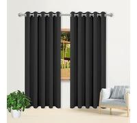 XUEHMIN 100% Blackout Curtains for Bedroom 330 x 150 cm Thermal Insulated Material Thermal Curtains for Door Energy Saving for Living Room Bedroom Windows Nursery, Black