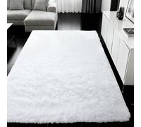 XUEHMIN Fluffy Shaggy Rug 100 x 150 cm Thick Pile Carpet Mat for Bedroom Machine Washable for Kids Hallway Living Room, White