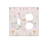 Xuejiaku Decorative Outlet Covers Pink Coquette Floral 2 Gang Combin 1 Toggle/1 Duplex Light Switch Cover Gfci Wall Plate Delicate Watercolor Butterfly Receptacle Switchplate for Girls Nursery Bedroom