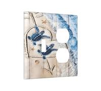 Xuejiaku Light Switch Cover Plate Sea Beach Turtle Blue Ocean Wave Animal 2 Gang Outlet Covers 1 Toggle 1 Duplex Socket Cover Wallplates Electrical Switch Plate Covers for Bathroom Bedroom Decor