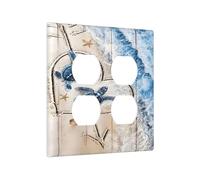 Xuejiaku Light Switch Cover Plate Sea Beach Turtle Blue Ocean Wave Animal 2 Gang Socket Covers Double Duplex Wallplates Switch Plates and Outlet Covers for Bathroom Bedroom Decor