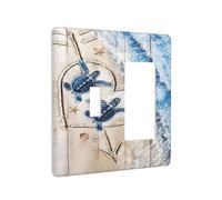Xuejiaku Light Switch Cover Plate Sea Beach Turtle Blue Ocean Wave Animal 2 Gang Toggle Rocker Combo Wall Plates Decorative Switch Plates and Outlet Covers Socket Cover for Bathroom Bedroom