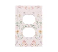 Xuejiaku Outlet Covers Pink Coquette Floral Decorative 1 Gang Duplex Light Switch Covers Single Electrical Receptacle Wall Plate Delicate Watercolor Butterfly Switchplate for Girls Nursery Decor
