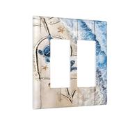 Xuejiaku Outlet Covers Sea Beach Turtle Blue Ocean Wave Animal 2 Gang Double Rocker Light Switch Cover Plate Decorative Wall Plate GFCI Electrical Switch Plate Covers for Bathroom Bedroom Decor