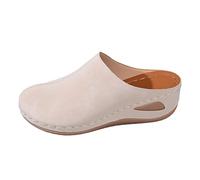 XUEJIANN Ladies Leather Mule Slippers - Orthotic Arch Support Sandals for | Uk Lightweight Comfy Wedge Slides Breathable Closed Toe Slip On Shoes
