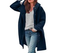 XUEJIANN Wool Coat Women's Long Elegant Winter Coat Women's Wool Transition Coat Elegant Wool Quilted Coat Winter Large Sizes Fleece Coat Long Without Hood Quilted Jacket Winter/Softshell Coat, navy,