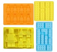 XUELIYUN 4 Pcs Silicone Moulds Chocolate Mould Building Bricks Multi-Size Ice Cube Candy Moulds for Building Block Themes Kids Party and DIY Cake Baking Random Color