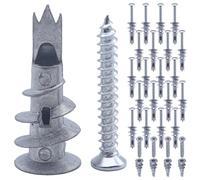 XUELIYUN 50Pcs Plasterboard Fixings Heavy Duty Plasterboard Wall Plug Plasterboard Screws Wall Plugs and Screws and Wall Plugs Set Metal Anchor 31mm for Concrete Timber and Wall Hanging Stuff