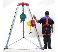 XUELOMZ Emergency Confined Space Tripod with Self-Locking Safety Device, Adjustable Aluminum Rescue System, Includes Lifting Winch & Fall Arrester for High-Risk Environments