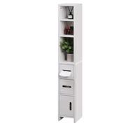 XUELOMZ Modern White Tall Slim Bathroom Storage Cabinet with Shelves and Doors Corner Tallboy Cupboard for Living Room Bookshelf Bookcase for Small Spaces 3 Door Cabinet