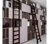 XUELOMZ Retractable Sliding Ladder Hardware Kit, Stand Up Rolling Library Ladder Track Kit(No Ladder), Round Tube Mobile Ladder Rail with Floor Roller + Extension Track