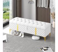 XUELOMZ Storage Ottoman Bench,Luxurious Storage Bench End Of Bed Bench,Leather Upholstered Bench With Storage,Bedroom Bench Storage Chest Modern Storage Benches(Size:120x40x45cm