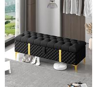 XUELOMZ Storage Ottoman Bench,Luxurious Storage Bench End Of Bed Bench,Leather Upholstered Bench With Storage,Bedroom Bench Storage Chest Modern Storage Benches(Size:100x40x45cm