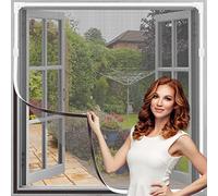 XUEMUO Magnetic Window Screen Insect Mesh, Adjustable DIY Fly Screen for Windows, Easy Installation Keep Bugs, Flys and Mosquitoes Out, White Frame Gray Mesh (120x130cm), White and Grey (FWSCH4313)