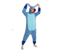 XUEMUO Stitch Unisex Animal Onesie - Adult Stitch Pajamas Sleepwear Halloween Pyjamas Cosplay Costume Nightwear Onesies for Women and Men Blue
