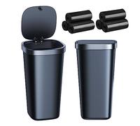 Xuenair 2 Pack Mini Car Trash Can With Lid and 90 Bags - Cup Holder Waterproof Bin for Door, Home, Office, Bedrooms - 2 Black