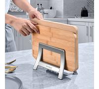 xuenair Cutting Board Holder, Auto Width Adjustable, ABS with Baked-on Surface, Silver, 7.9*4.1*5.3 inches
