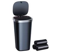 xuenair Mini Car Trash Can with Lid, Cup Holder Trash Can for Car With 3 Rolls of Bags, Waterproof Small Car Garbage Can for Cars Home Office Bedrooms - Black Square