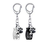xueneige 2 Pcs Pet Dog Urns Keychain Ashes 2 Storage Bags Small Cat Cremation Keepsake Jewelry Paw Print Memorial Urn