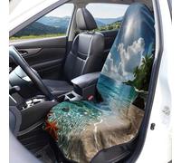 xueneige Beach Coconuts Printing 3D Towel Seat Covers for Summer Driving Terry Cloth Seat Covers Universal Fit Washable Auto Interior Decoration Accessories 1 Pieces/2 Pieces For Car,Truck, SUV