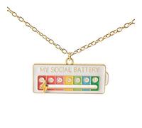 xueneige Cartoon Creative Fun Feel Emotion Expression Management Removable Social Battery Badge Keychain Necklace Accessory