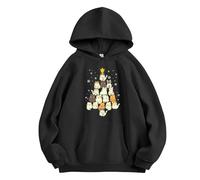 xueneige Christmas Reindeer Fish Cat Bowling Doodle Puppy Tree Hoodie Kawaii Funny Graphic Pullover Sweatshirt Teens Men Women