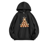 xueneige Christmas Reindeer Fish Cat Bowling Doodle Puppy Tree Hoodie Kawaii Funny Graphic Pullover Sweatshirt Teens Men Women