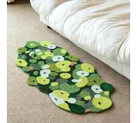 xueneige Cute Green Moss Rug Colorful Flowers Runner Rugs for Bathroom Kitchen Bedroom, Non Slip Bath Mat, Tufted Funky Aesthetic Bedside Rugs