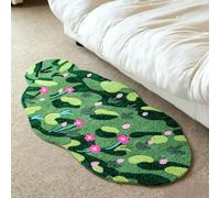 xueneige Cute Green Moss Rug Colorful Flowers Runner Rugs for Bathroom Kitchen Bedroom, Non Slip Bath Mat, Tufted Funky Aesthetic Bedside Rugs