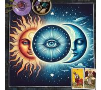 xueneige Divination Tablecloth Sun Moon Alter Cloths Witchcraft Spiritual Tarot Mat Tablecloth Divination Game Accessories Wall Hanging Decor