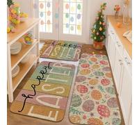 xueneige Easter Doormat Spring Decor Rabbit Floral Easter Egg Home Rug Non-Slip Washable Floor Mat Suitable for Indoor and Outdoor Use