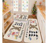 xueneige Easter Doormat Spring Decor Rabbit Floral Easter Egg Home Rug Non-Slip Washable Floor Mat Suitable for Indoor and Outdoor Use