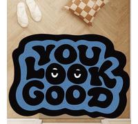 xueneige Funny Letter Who Printing Loofah Welcome Rug Creative Text You Look Good Area Rugs PVC Loofah Carpet Non Slip Quick Drying Shower Bathtub Entrance