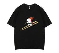 xueneige Skiing Sushi Creative Pattern Printed Round Neck Unisex Casual Loose Short Sleeve T Shirt
