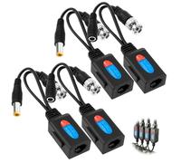 Xueniu Balun HD Cat5 RJ45 to BNC Video Baluns Transceiver Passive UTP RJ45 Cable Compatible with Power Connector for 720P 1080P 3MP 4MP 5MP HD-CVI/TVI/AHD/CVBS/960H Security Camera(2 Pairs)