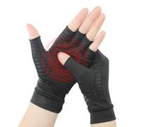 Xueniu Copper Compression Gloves Women Men Arthritis Gloves with Grips Copper Infused Fingerless Glove Hand Wrist Support for Pain Relief, Carpal Tunnel, Arthritis, RSI, Tendonitis Black, 1 Pair