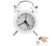 Xueniu Small Alarm Clock Battery Operated Round Twin Bell, Bedside Clocks for Heavy Sleepers Simple Loud Vintage Alarm Classic Style for Bedside Bedroom Home Use(White)