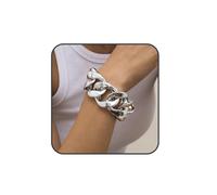 XUENMB Chunky Gold Link Chain Bracelets for Women Men Sparkle Large Paperclip Chains Bracelet Twisted Rope Bracelet Summer Surfer Waterproof Jewelry (silver chain)