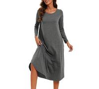 Xuepelit Women's Nightwear Nighties for Women UK Cotton Long Ladies Nightdress Winter Plus Size Lingerie,Grey M
