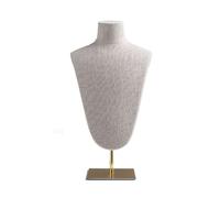 XUEQIZHENG Jewelry dummy display Linen Jewelry Display Bust, Necklace Mannequin Holder Stand with Metal Base - Necklace Bust for Retail Stores Mannequin jewelry stand(Gold)