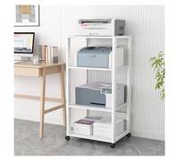 XUEQIZHENG Printer Stand, 4-layer Printer storage rack Home office Table side copier Storage with wheels, Large size, white