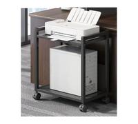 XUEQIZHENG Printer Stand, Printer Stand, CPU Tower, Black 2-Tier Cart with Storage, Machine with Wheels and Adjustable Table Top, Heavy Duty Rack for Office and Home