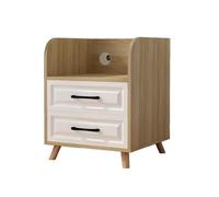 XUEQIZHENG Printer Stand, Printer Stand for Home Office Organization, 3-Tier Table with 2 Sliding Drawer, Wooden Bedside Living Room Side for Scanner, Fax Machine, Books, Files(L54xD40xH68cm)