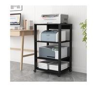 XUEQIZHENG Printer Stand, Printer Storage Rack Home Office Table Side Copier Host with Wheels, 4-layer, Black
