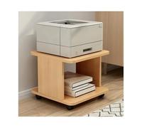 XUEQIZHENG Printer Stand, Wooden Movable Laser Printer Stand, 2-Tier Mobile Machine Cart with Open Storage, Heavy Duty Rack for Office and Home, Log Color